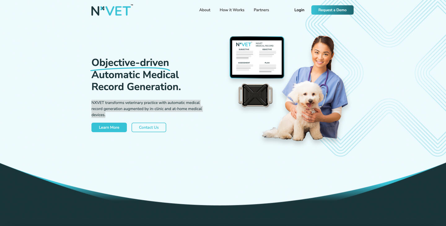 NXVET transforms veterinary practice with automatic medical record generation augmented by in-clinic and at-home medical devices.